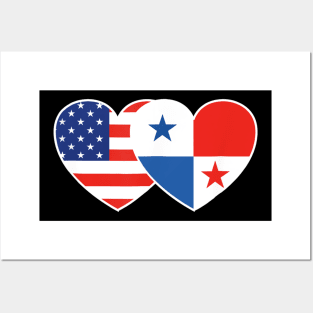 PANAMA USA Flag Twin Heart T Shirt for Panamanian Americans Posters and Art